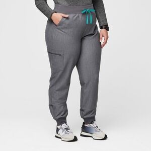 Figs Jogger Pants Technical Collection Gray Teal Scrub Bottoms Elastic Waist XXL